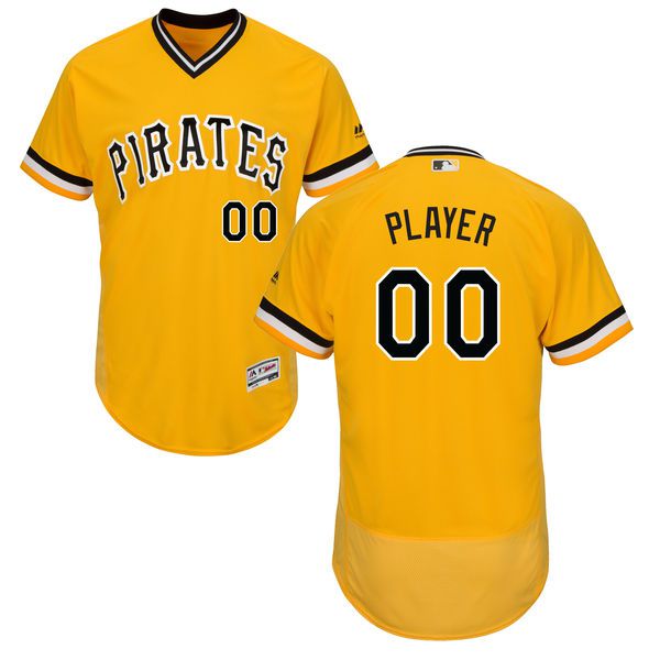 Men Pittsburgh Pirates Majestic Alternate Gold Flex Base Authentic Collection Custom MLB Jersey